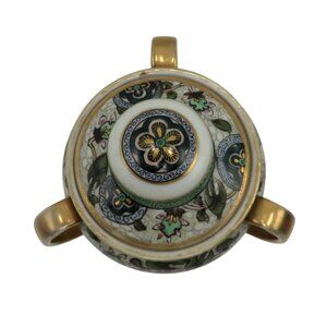 NIPPON Floral SUGAR Bowl Hand Painted Lid 3 Gold Handles and Trim Vintage
